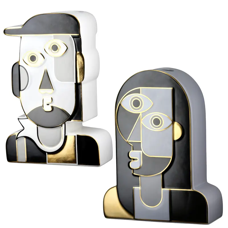 Vase – Gesichtsmotiv, Zweifarbige Optik, Keramikdesign - Picassa | Gilde
