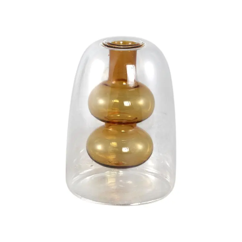 Vase – Glas Material, Innenstruktur Design, Bernstein, Bulbig Innen, A – Yanna | PTMD