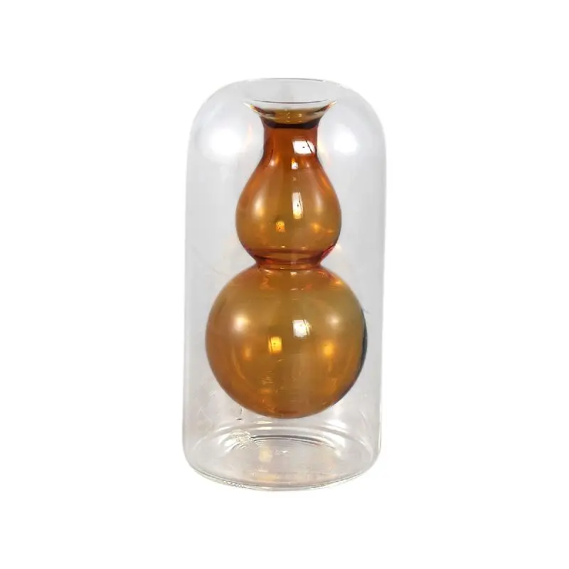 Vase – Glas Material, Innenstruktur Design, Bernstein, Bulbig Innen, C – Yanna | PTMD