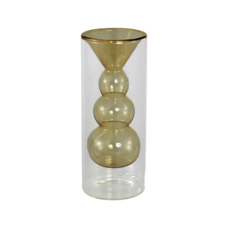 Vase – Glas Material, Innenstruktur Design, Bernstein, Bulbig Innen, Klein, A – Yanna | PTMD