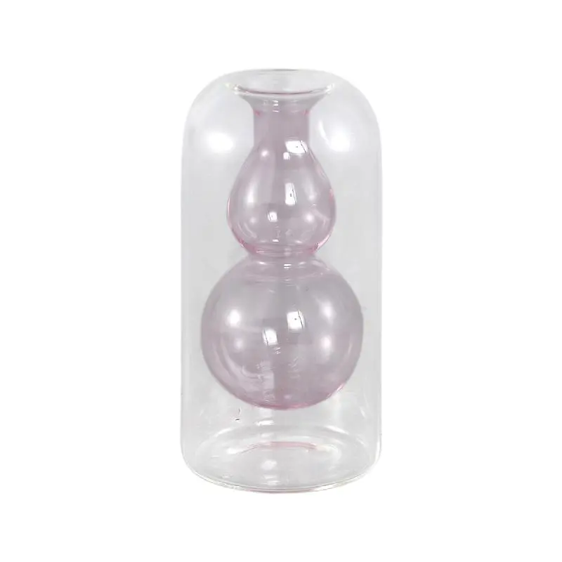 Vase – Glas Material, Innenstruktur Design, Hellrosa, Bulbig Innen, C – Yanna | PTMD