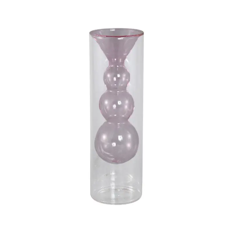 Vase – Glas Material, Innenstruktur Design, Hellrosa, Bulbig Innen, Groß, A – Yanna | PTMD