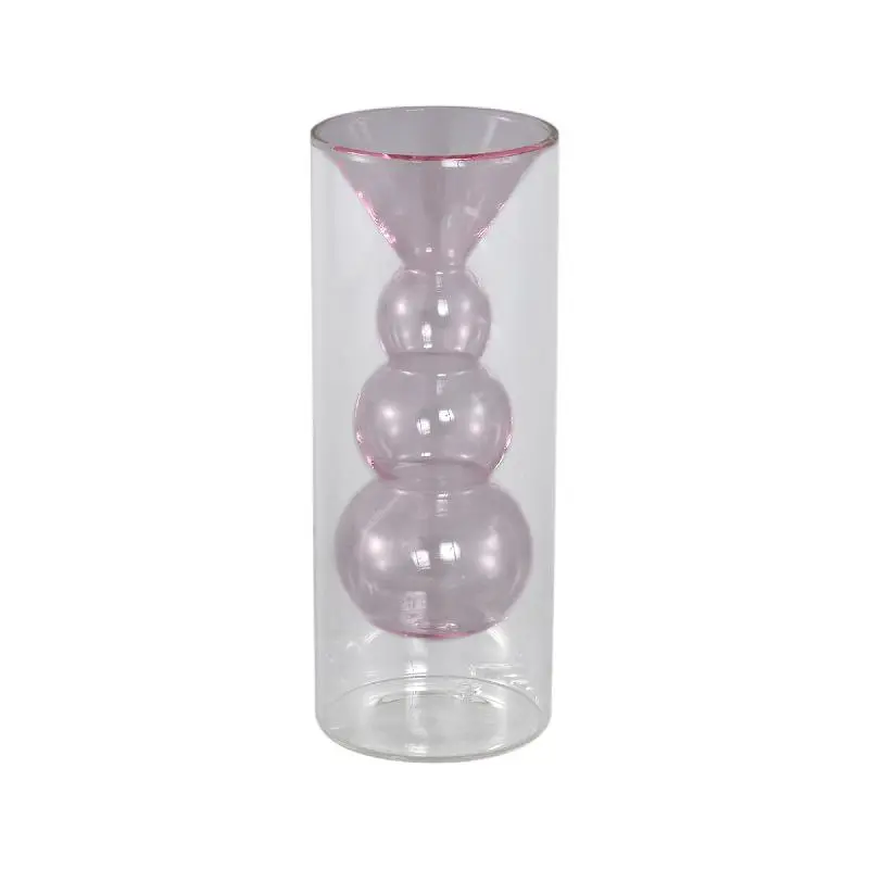 Vase – Glas Material, Innenstruktur Design, Hellrosa, Bulbig Innen, Klein, A – Yanna | PTMD