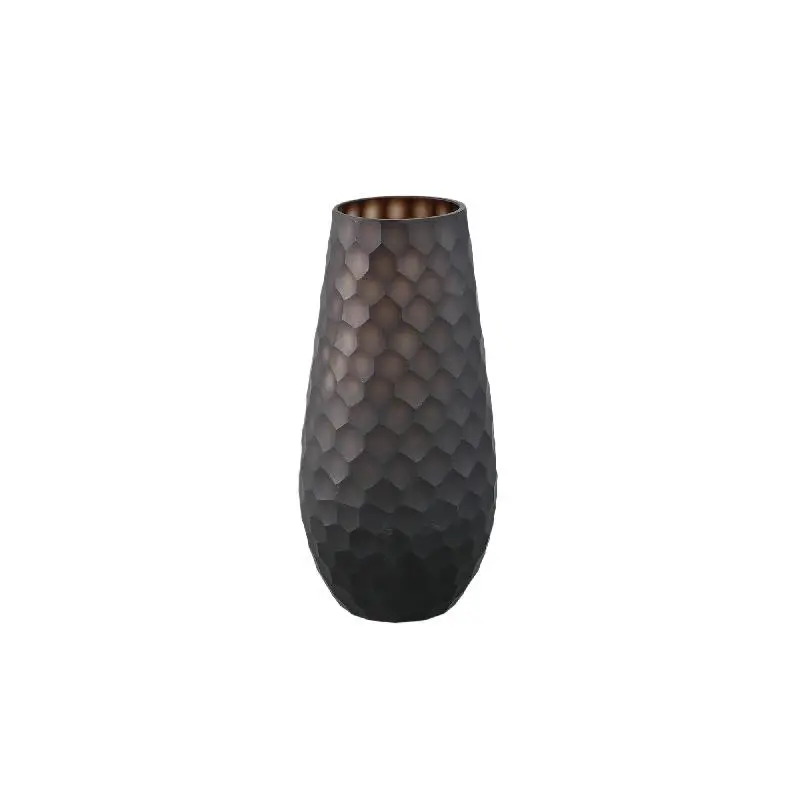 Vase – Glas Material, Kreis Muster, Braune Farbe, Hoch, S – Eboney | PTMD