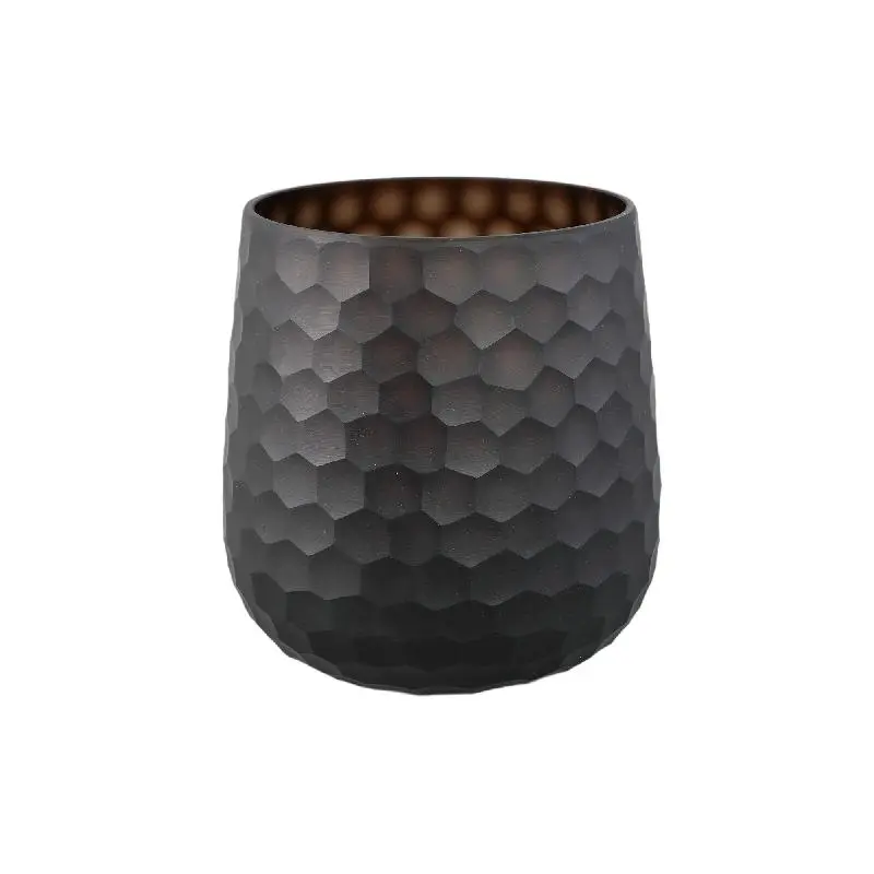 Vase – Glas Material, Kreis Muster, Braune Farbe, Niedrig – Eboney | PTMD