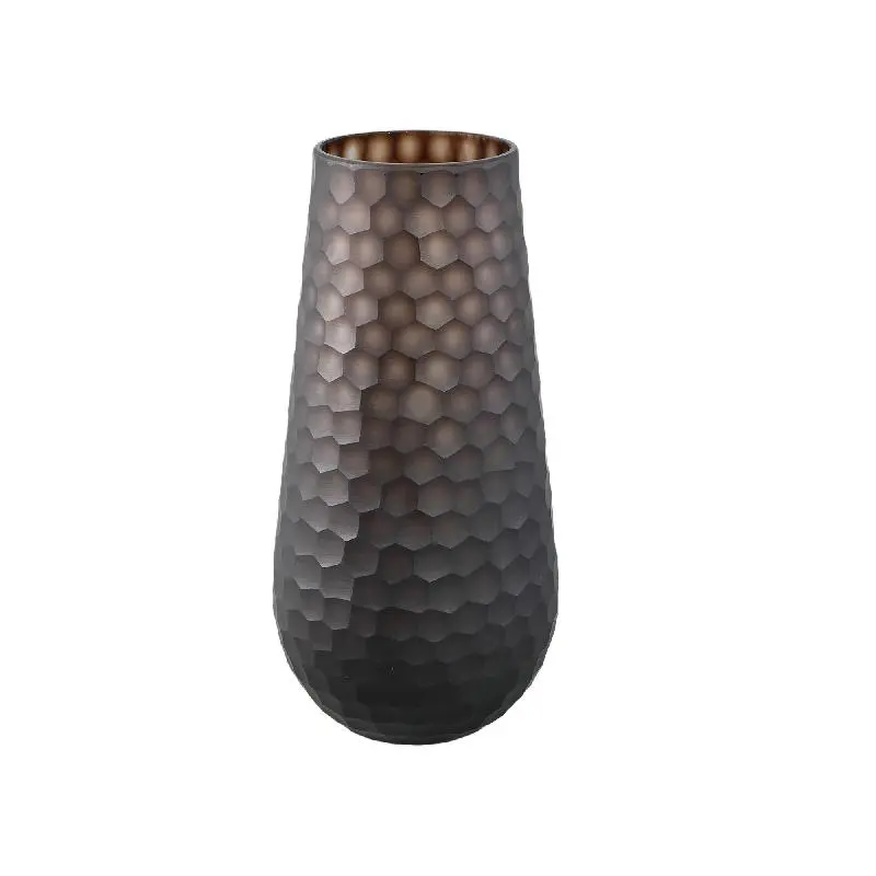 Vase – Glas Material, Kreis Muster, Bronze Farbe, Hoch, L – Eboney | PTMD
