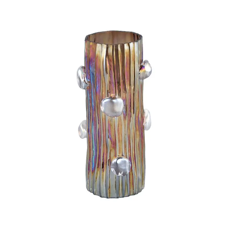 Vase – Glas Material, Punkt Muster, Braun Farbton, L – Parke | PTMD
