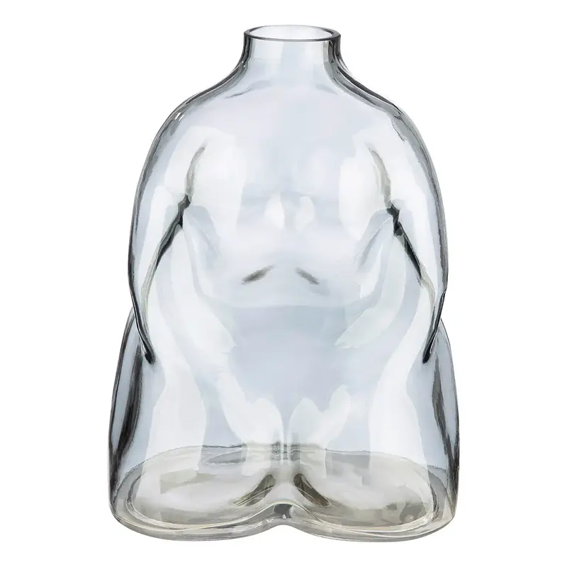 Vase – Graues Glas, Weibliche Form, Wasserdichte Nutzung, Höhe 25 cm - Big Body | Gilde