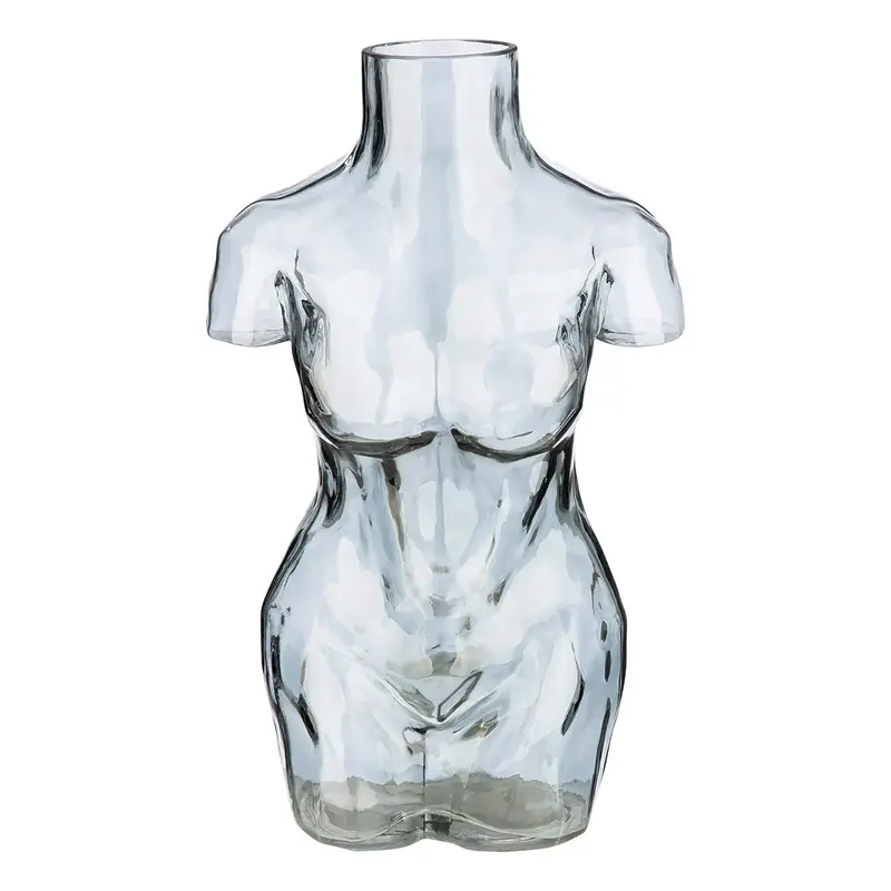 Vase – Graues Glas, Weibliche Form, Wasserdichte Nutzung, Höhe 32 cm - Big Body | Gilde