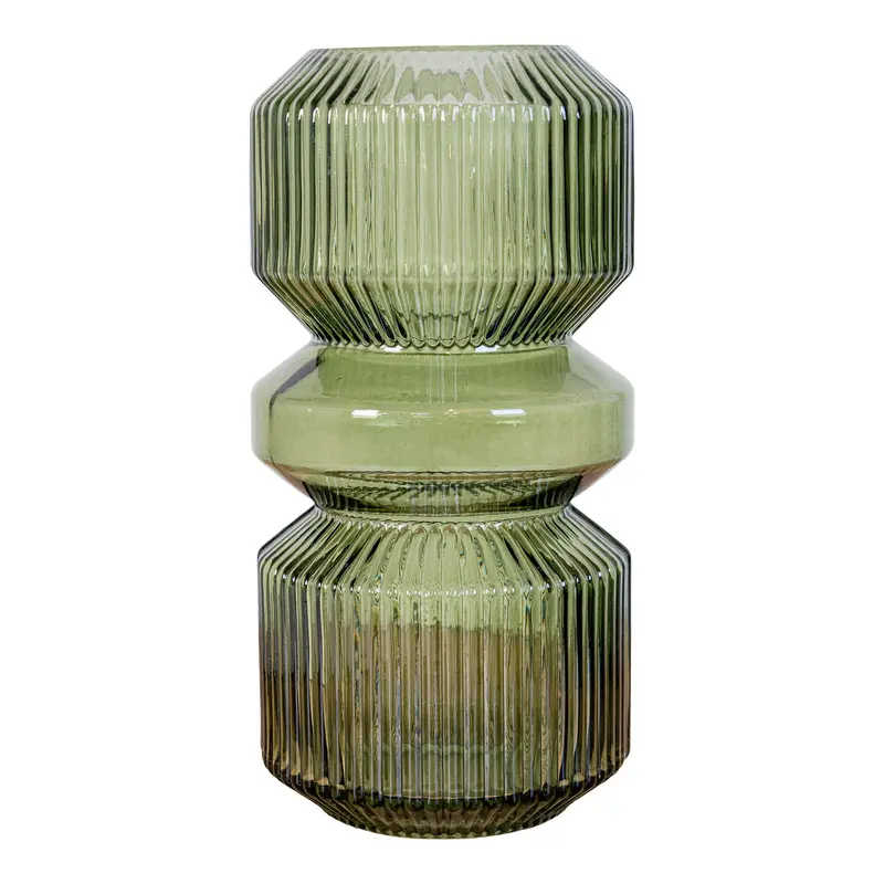 Vase – Grünes Glas, Runde Form, Transparente Oberfläche | House Nordic