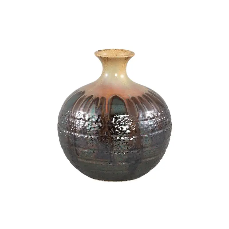 Vase – Gunmetal-Grau Farbe, Bäuchiges Design, Keramik Material, M – Darlan | PTMD