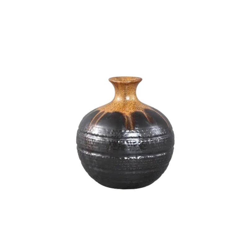 Vase – Gunmetal-Grau Farbe, Bäuchiges Design, Keramik Material, S – Darlan | PTMD
