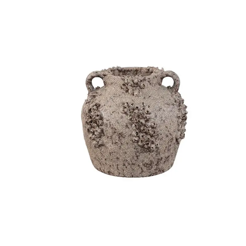 Vase – Keramik Material, Raue Oberfläche, Korallen Design mit Griffen, Beige, S – Deisy | PTMD