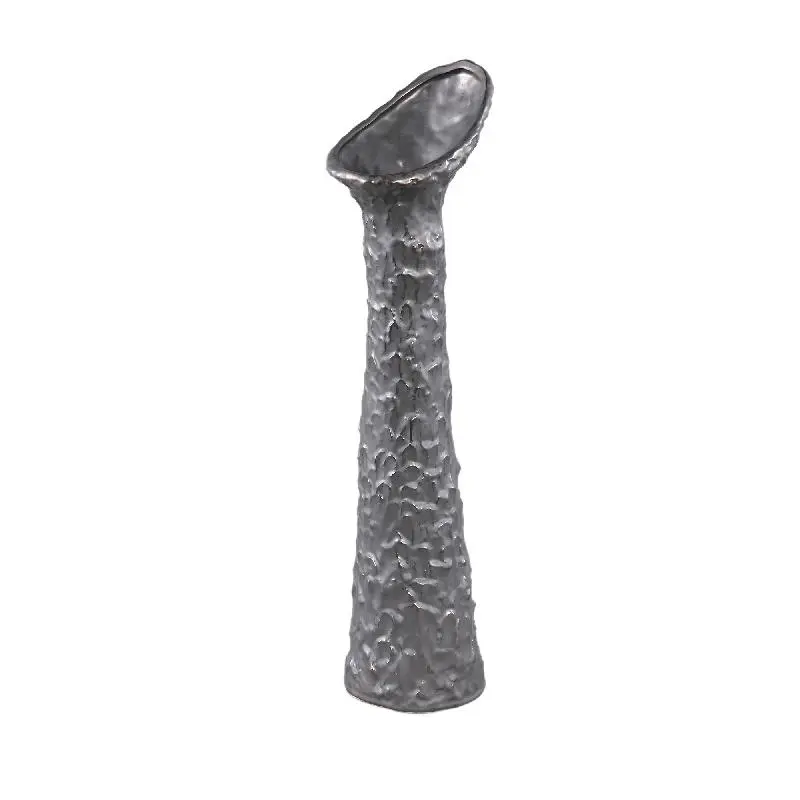 Vase – Keramik Steinzeug, Blattförmiges Design, Anthrazit, L – Shennen | PTMD