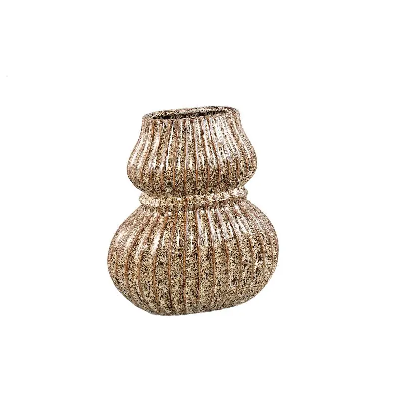 Vase – Keramik Steinzeug, Geripptes Design, Braun, M – Halta | PTMD