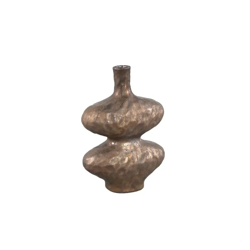 Vase – Keramik Steinzeug, Ovales Design, Bronze, S – Chelsean | PTMD