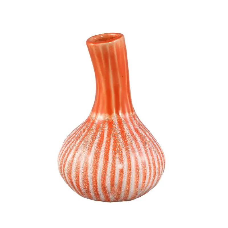 Vase – Knoblauchform Design, Keramik Material, Orange Farbe, L – Jaclyne | PTMD