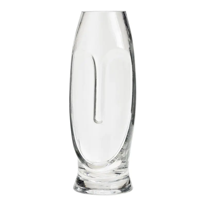 Vase Künstlerisches Gesicht-Design, Transparentes Glas, Minimalistisch- Gesicht | Wurm