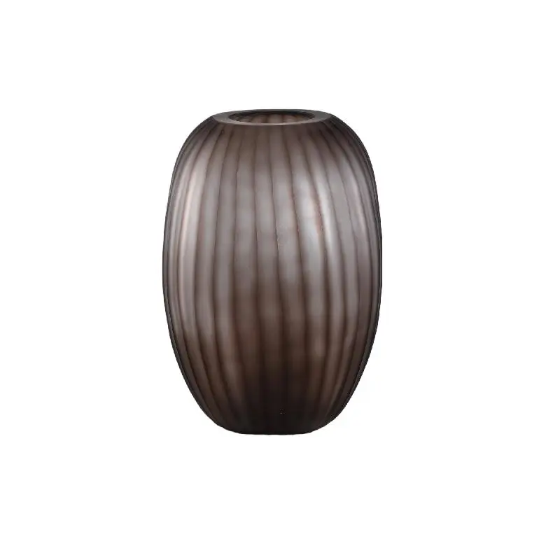 Vase – Massives Glas, Gerippte Struktur, Hellbraune Farbe L – Kriste | PTMD