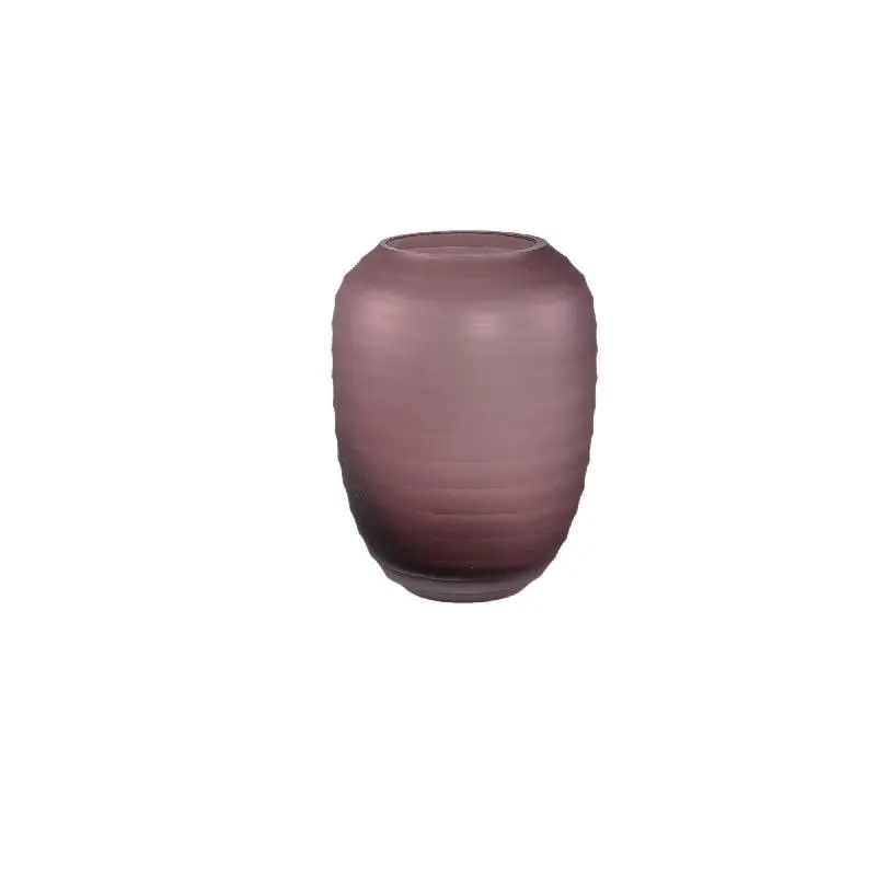 Vase – Massives Glas, Gerippte Struktur, Rosa Farbe, Niedrig – Nadah | PTMD