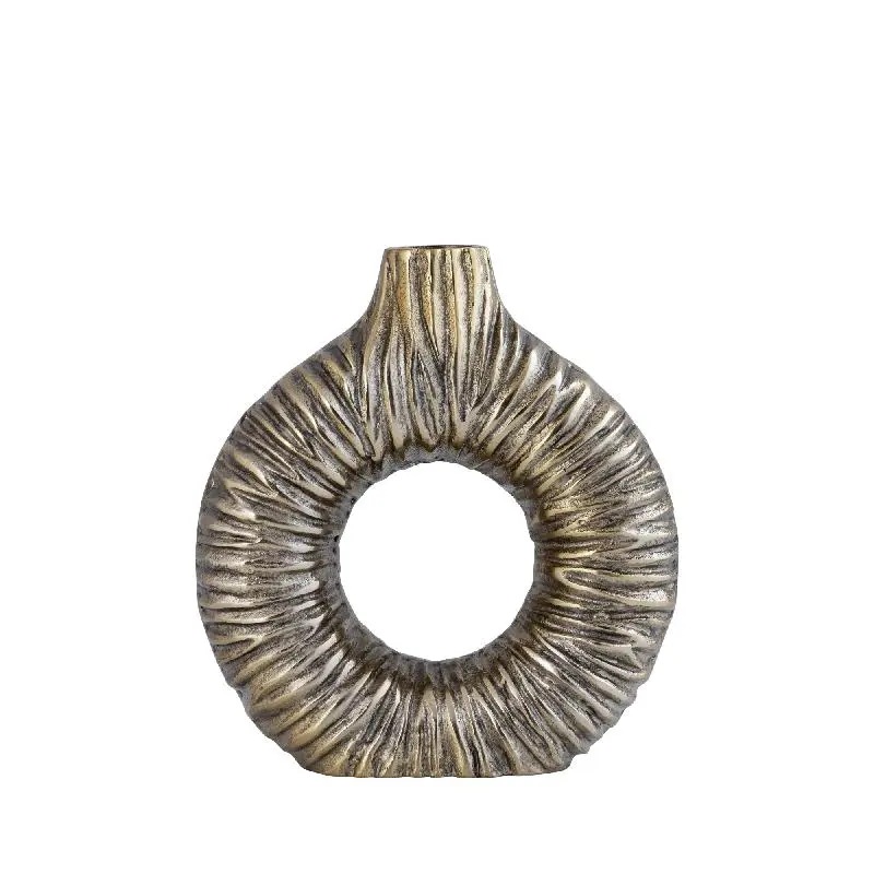 Vase – Modernes Design, Runde Form, Aluminium Material, Gold, S – Jiss | PTMD