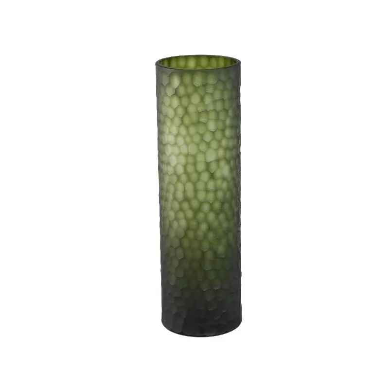Vase – Moosgrünes Glas, Geschliffene Oberfläche, Gerade Form, M – Paulene | PTMD