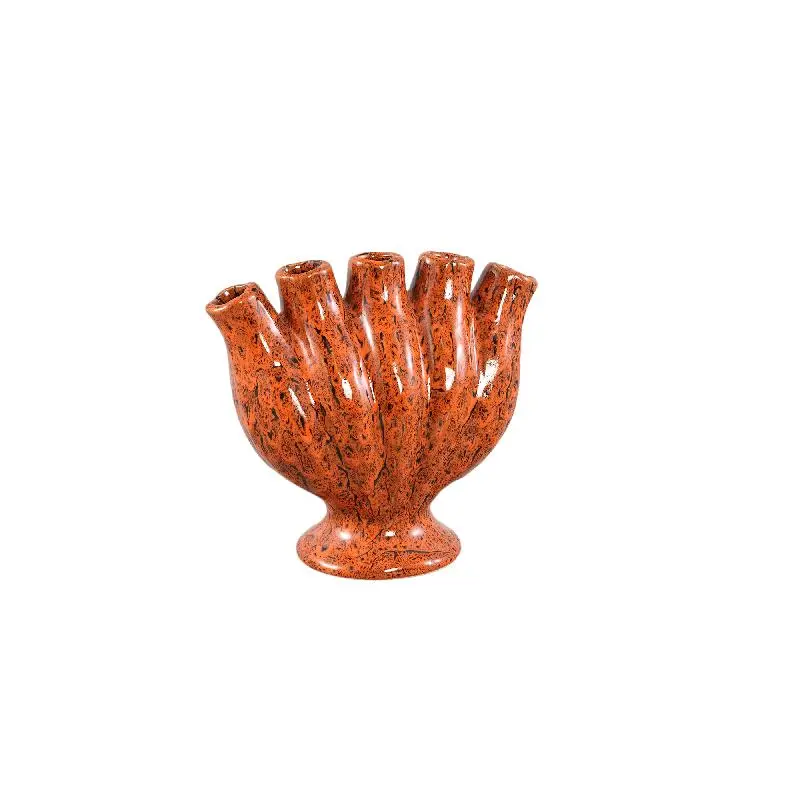 Vase – Röhren Design, Orange Farbe, Keramikmaterial, S – Gylian | PTMD