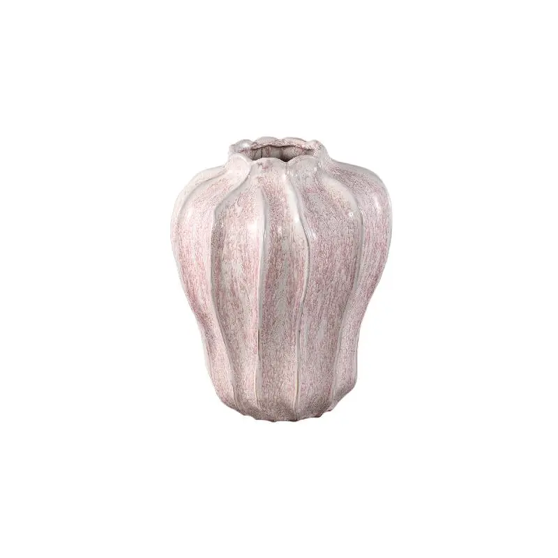 Vase – Rosafarbe, Runde Form, Wellenform, Keramik, M – Hamish | PTMD