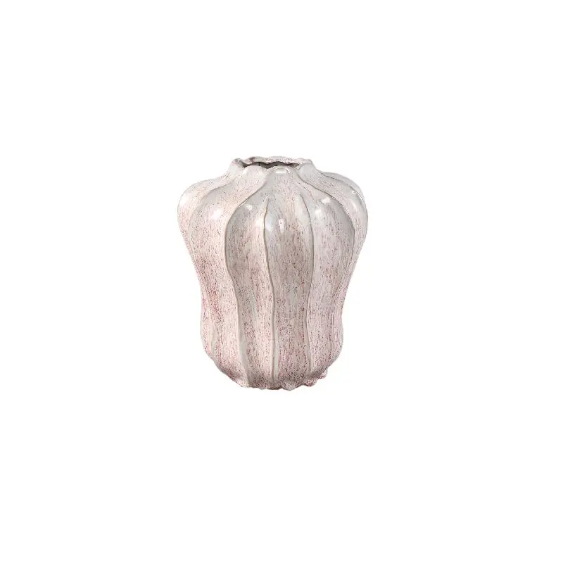 Vase – Rosafarbe, Runde Form, Wellenform, Keramik, S – Hamish | PTMD