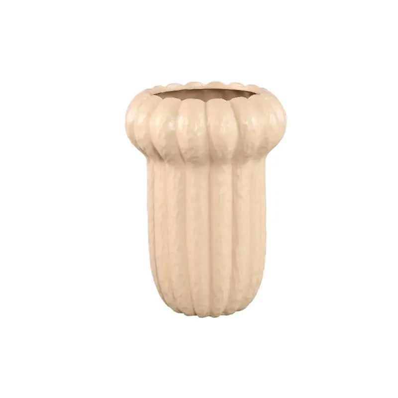 Vase – Runde Form, Keramik Material, Geripptes Design, L – Samaran | PTMD