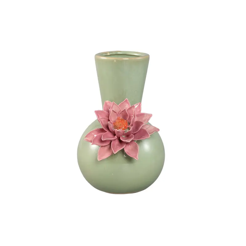 Vase – Rundes Design, Keramik Material, Grüne Farbe, B – Raileigh | PTMD