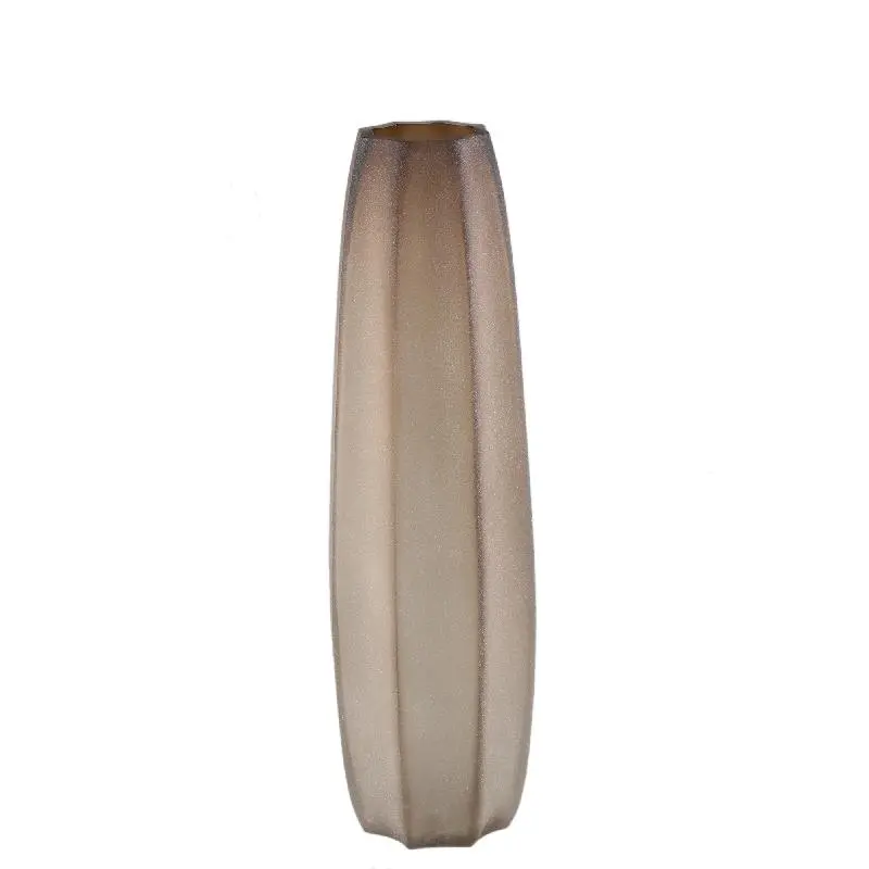 Vase – Sand Farbton, Glas Material, Geripptes Design, Hohe Form – Levente | PTMD