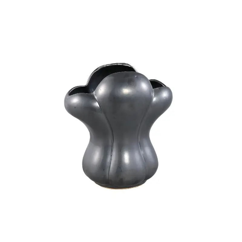 Vase – schwarze Farbgestaltung, französisches Lilienmotiv, keramische Oberfläche, M – Mellie | PTMD