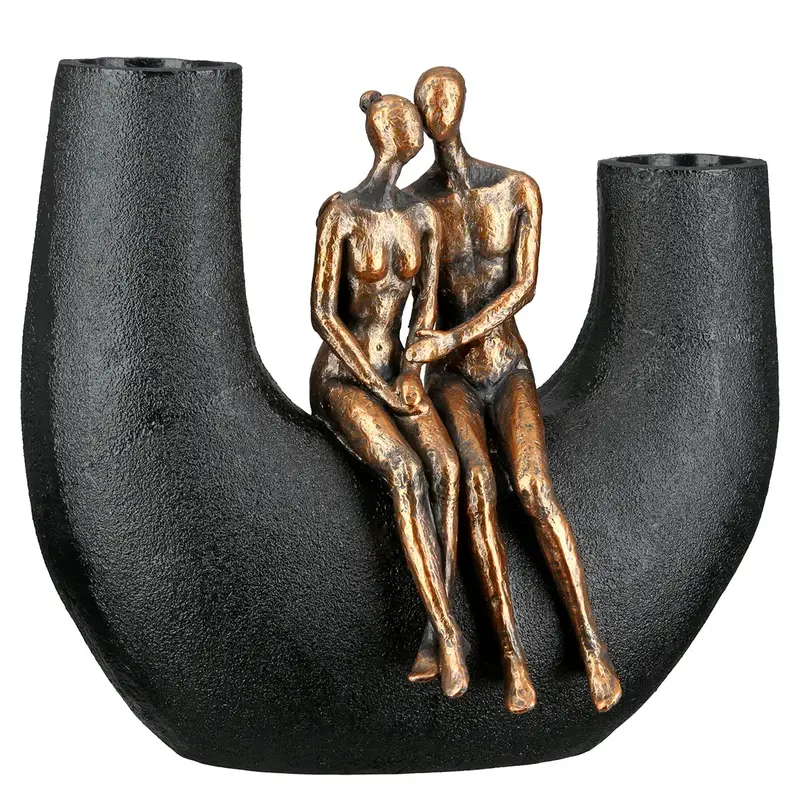 Vase – Schwarzes Kunstharz, Metallische Optik, Figurenform - Movement | Gilde