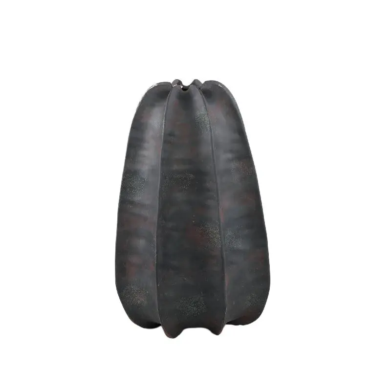 Vase – Steinzeug Keramik, Geripptes Design, Schwarze Farbe, Hohe Form – Grayson | PTMD