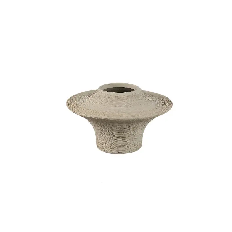 Vase – Steinzeug Keramik, Ring Design, Beige Farbe, Niedrige Form – Rinder | PTMD