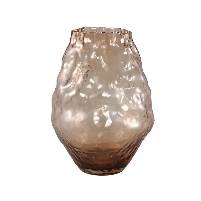 Vase – Unregelmäßiges Design, Runde Form, Glas Material, Creme, L – Narin | PTMD