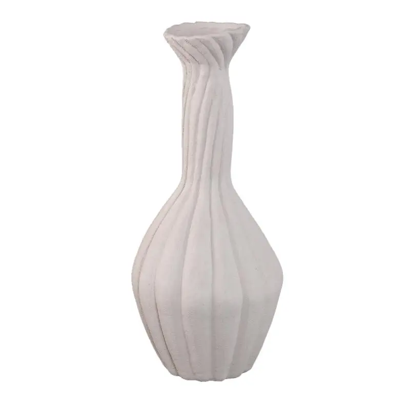 Vase – Weiße Farbe, Gerippte Oberfläche, Spiraldesign, Keramik, L – Lydia | PTMD