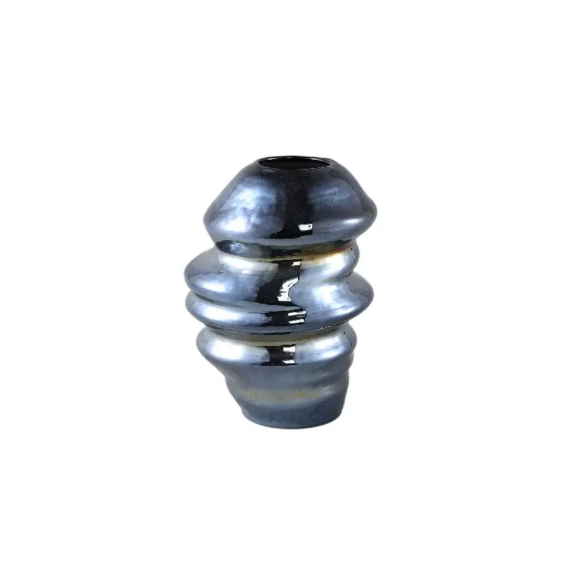 Vase – Wellen Design, Runde Form, Glas Material, Blau, S – Orietta | PTMD