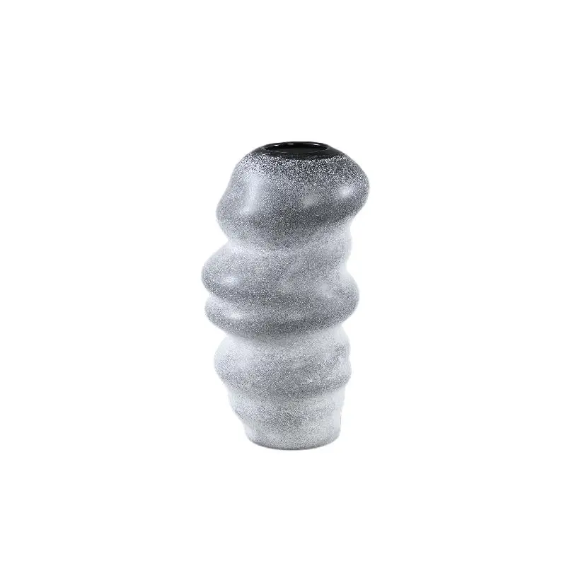 Vase – Wellen Design, Runde Form, Glas Material, Grau, L – Orietta | PTMD