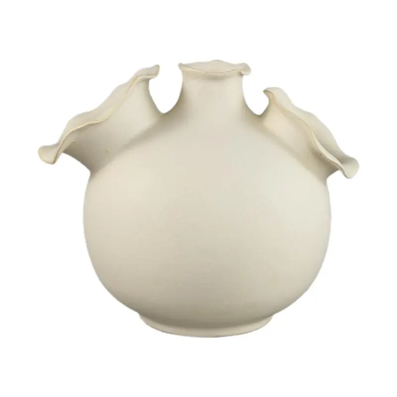 Vase – Wellenkante Design, Cremefarbe, Keramikmaterial, M – Umme | PTMD