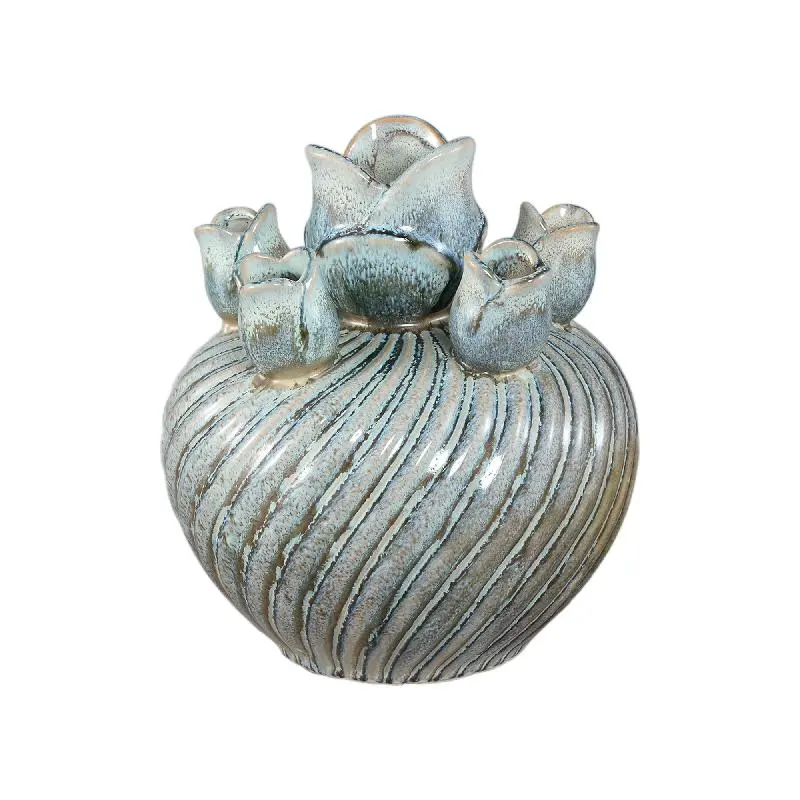 Vase – Wirbel Design, Keramik Material, Türkis Farbe, M – Mailia | PTMD