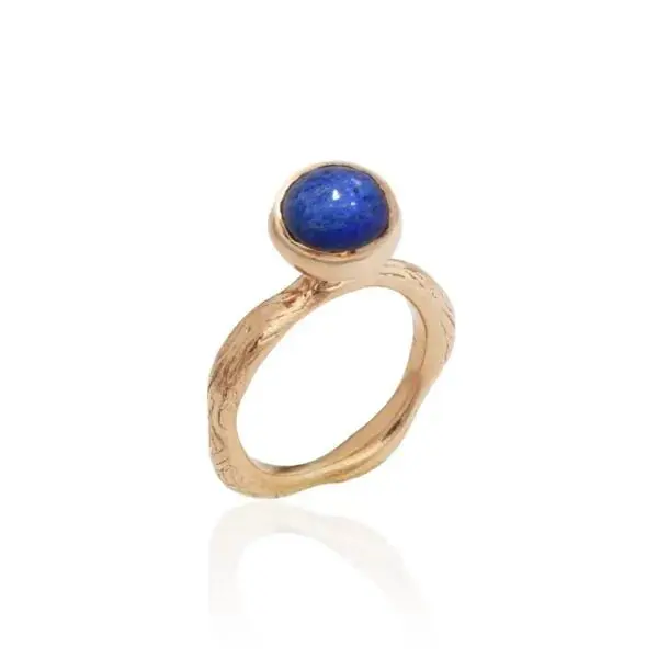 Vergoldeter Silberring BLOSSOM mit Lapislazuli