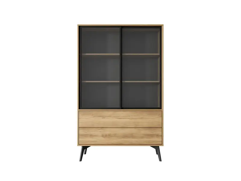 Vitrine – SLIDE – SZ-100 Artisan Eiche, stilvolle Vitrine im Industrial-Stil
