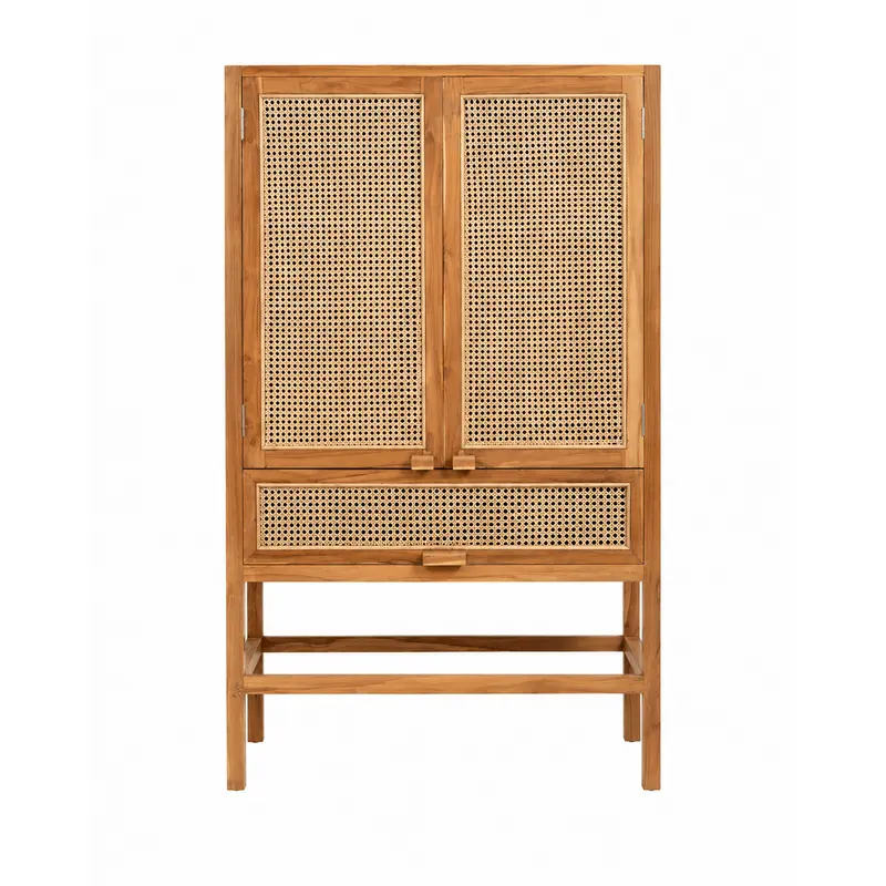 Vitrinenschrank MERGE 160cm aus Rattan