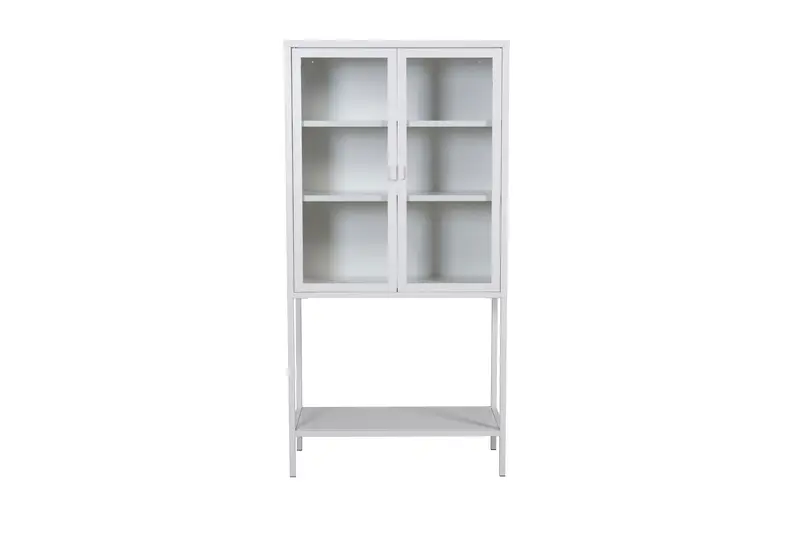 Vitrinenschrank Misha 150cm aus Metall - Weiß
