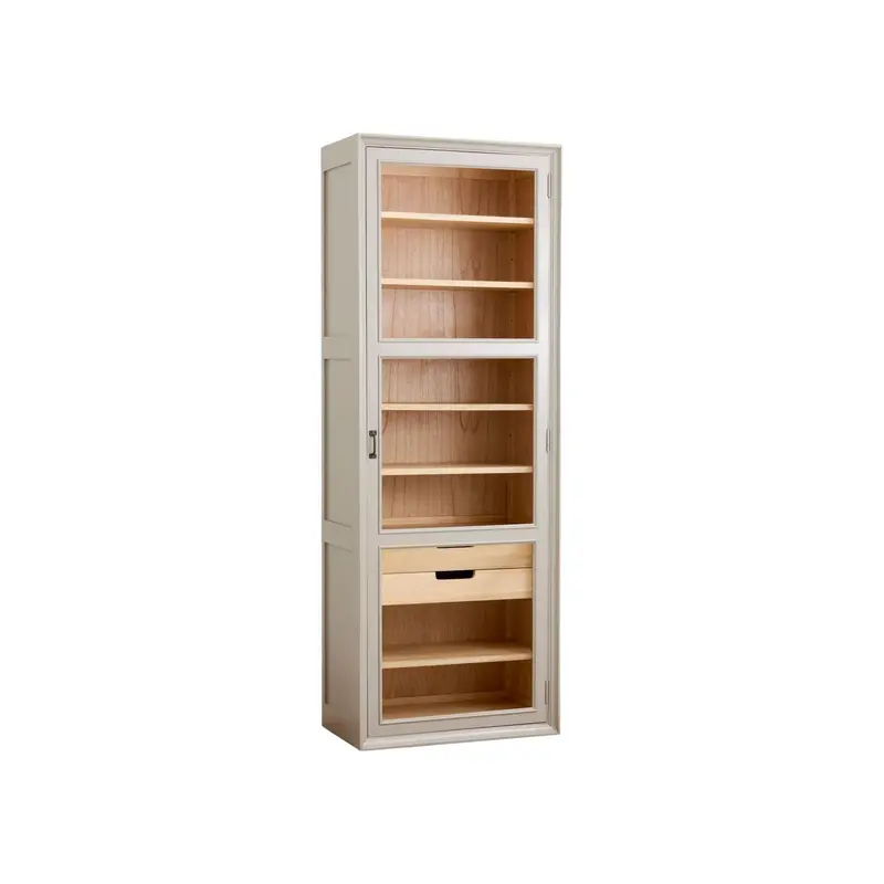 Vitrinenschrank Viva 210cm aus Gmelina Holz mit 1 Tür - Grau