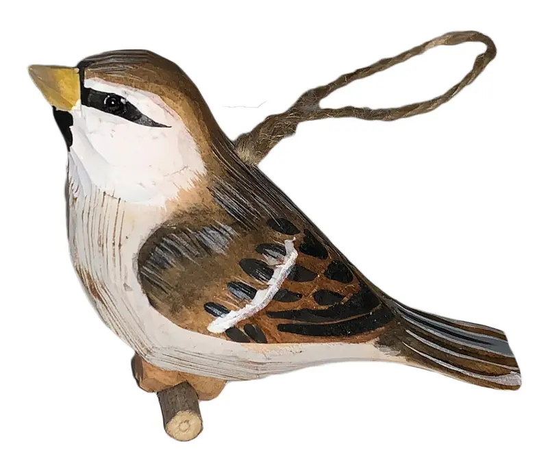 Vogel geschnitzt hängend/sitzend - Spatz