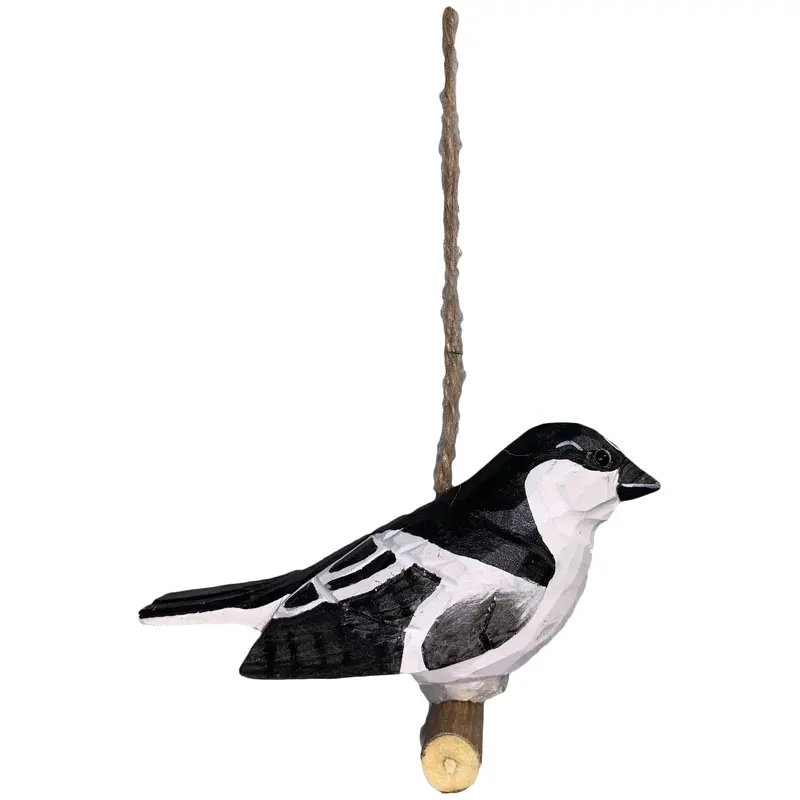 Vogel geschnitzt hängend/sitzend - Trauerschnäpper