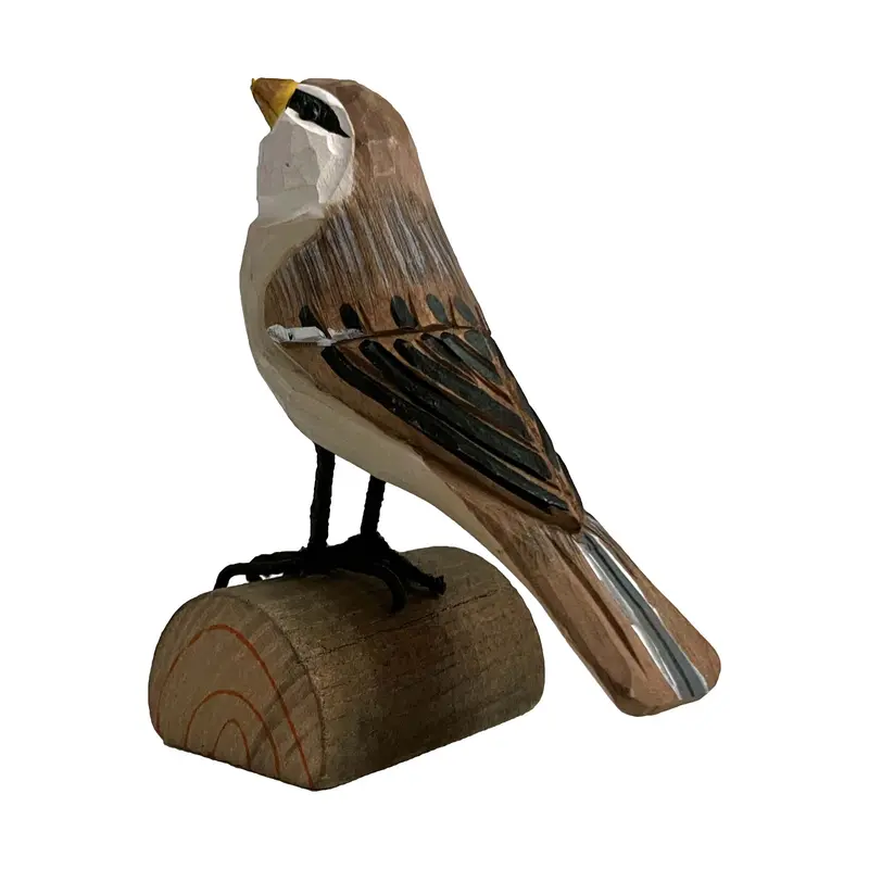 Vogel geschnitzt stehend - Spatz